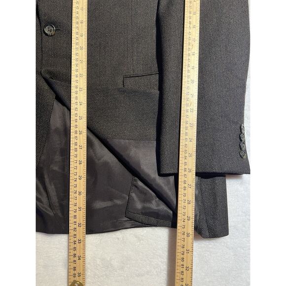 Burberry London Mens 46L Brown Blue Hopsack Basket Weave Blazer Sport Jacket - Picture 13 of 15